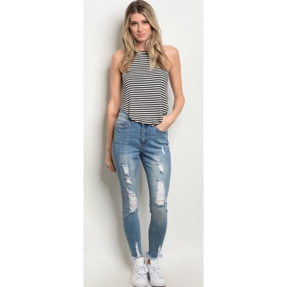 Denim Distressed Fray Skinny Jeans *Couture Gypsy* - Picture 3 of 4